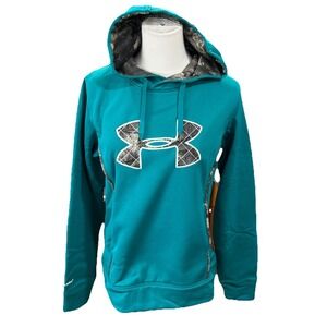 Mossy Oak women's hoodie Medium Under Armor Storm 1 Sweater Pullover Teal